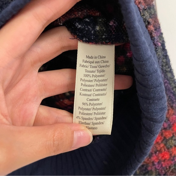 Anthropologie Porridge Red/Blue Prynne Sherpa Pullover Sweater Medium - Picture 4 of 7